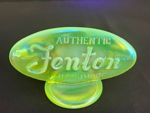 lot 301 image: Fenton Vaseline Glass Advertising Sign
