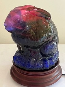 lot 294 image: Colorful Glass Rabbit Figurine Lamp