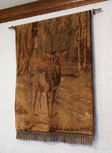 lot 131 image: Vintage Woven Deer Theme Hanging Tapestry