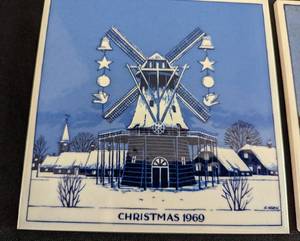 lot 138 image: Three Royal Delft Christmas Tiles