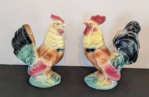 lot 145 image: Pair of Royal Copley Rooster Figurines