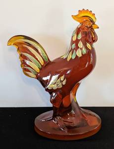 lot 180 image: Fenton Hand Painted Glass Rooster