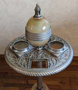 lot 47 image: Art Deco Chrome and Slag Glass Smoking Stand