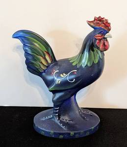 lot 323 image: Fenton Blue Painted Glass Rooster