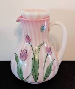 lot 325 image: Fenton Rosalene Painted Glass Pitcher Set