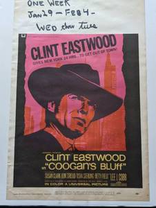 lot 328 image: Framed Coogans Bluff Movie Poster