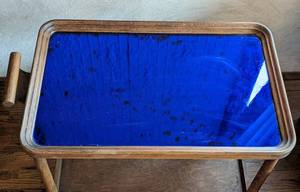 lot 345 image: Mid Century Wood and Glass Bar Cart