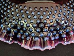 lot 376 image: Fenton Opalescent Hobnail Crimped Bowl