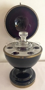 lot 394 image: Vintage Amethyst Egg Decanter Set and Glassware