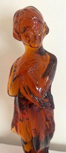 lot 396 image: Cambridge Amber Glass Draped Lady Figurine