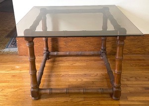 lot 401 image: Bamboo Style Glass Top Table