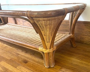 lot 403 image: Wicker Based Glass Top Table