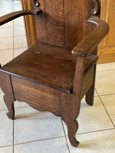lot 200A image: Vintage Wooden Chair with Storage Seat
