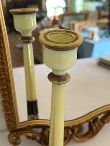 lot 491 image: Vintage Wall Mirror and Pair of Vintage Decorative Candle Holders