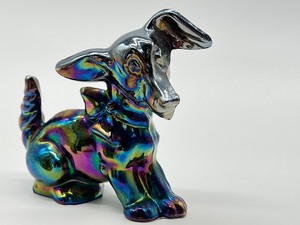 lot 283 image: Two Imperial Glass Iridescent Dog Figurines