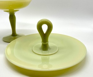 lot 201A image: Two Pieces of Vintage Cambridge Glassware including a Tidbit Tray and Compote
