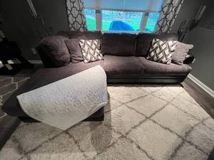 lot 2 image: Ashley Furniture Kusami Smoke Black and Gray 2 Piece Sectional with Throw Blanket and Pillows