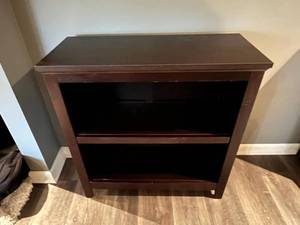 lot 49 image: 34.5 x 32.5 x 13.5 Dark Brown Bookshelf
