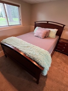 lot 53 image: Beautiful Solid Wood Queen Bed Frame