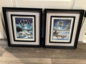 lot 163 image: Pair of 13 x 15 Framed Wolf Prints