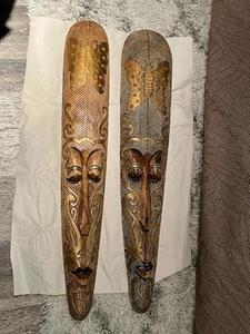 lot 167 image: 39 Hand Carved Tiki Mask Decorations from Indonesia