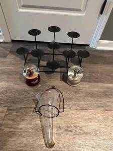 lot 168 image: Decorative Candle Holder and Snow Globe Lot