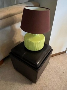 lot 210 image: Dark Brown Accent Ottoman with Lamp