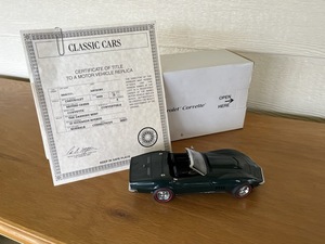 lot 212 image: Danbury Mint 1968 Corvette Convertible in British Green with COA