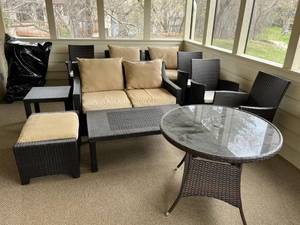 lot 235 image: 11-Piece Patio Furniture Set in Excellent Condition.