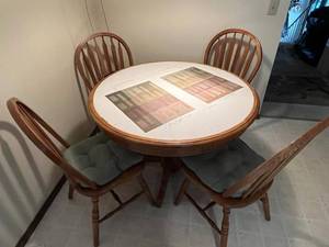 lot 268 image: 42 Tile Top Kitchen Table with Chairs