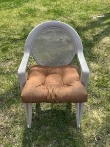 lot 291 image: High Quality Grosfillex Plastic Lawn Chair with Removable Cushion