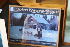 lot 864 image: Wall Art - John Beargrease 21st Annual Sled Dog Marathon , Wood FrameGlass