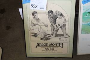 lot 858 image: Wall Art - A Firmly Rooted Tradition - Arbor Month May 1988 , Framed