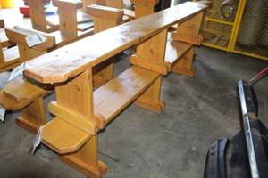 lot 593 image: 97 Wooden Bench Seat with Shelf