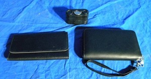 lot 136 image: Black Hand Purse, Wallet and Change Holder (3 Total Items)