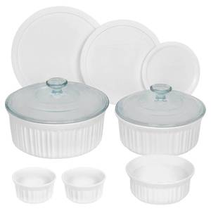 lot 283 image: New  Corningware 10-Pc. Stoneware Bakeware Set - French White