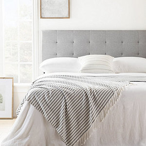 lot 249A image: Brand New Brookside Emmie Square Tufted Adjustable Upholstered Headboard - Queen (STONE)
