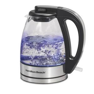 lot 244 image: Brand New Hamilton Beach Electric Glass Kettle - Black