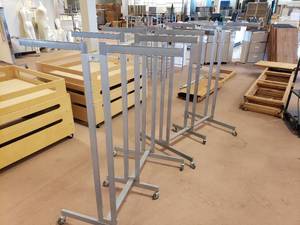 lot 53 image: Lot of 2 Rolling 6 Way Racks - 41 Base