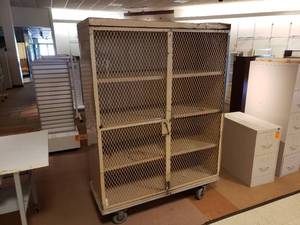 lot 110 image: Large Rolling Lockable Steel Cage