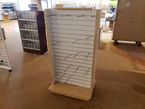 lot 128 image: 2 Sided Display Rack with Hooks Shown