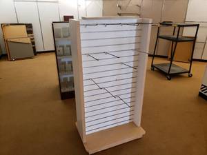 lot 130 image: 2 Sided Display Rack with Hooks Shown