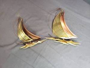 lot 16 image: Brass  Copper Sailing Boats