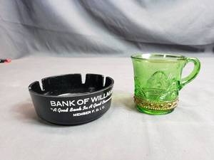 lot 56 image: Bank of Willmar Ash Tray, Small Glass from Brooten