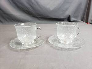 lot 67 image: Pair Glass Cups and Saucers