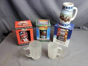 lot 114 image: Budweiser Steins, Dads Mug, Canada Dry Mug