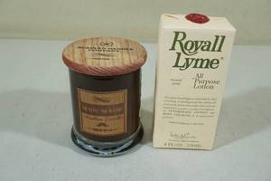 lot 100 image: Royall Lyme Lotion with Man-Made Candle