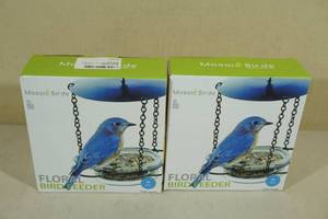 lot 117 image: 2 Mosaic Birds Floral Bird Feeders