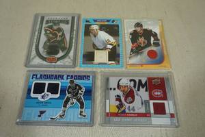lot 243 image: Hockey Jersey Insert Cards - Oates, Bure, Drury, Hamrlik, Bouchard