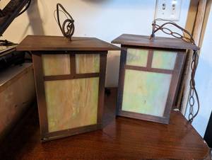 Set Of Two Hardwired Hanging Lamps